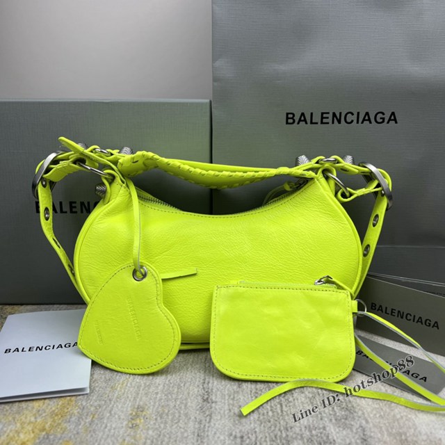 Balenciaga專櫃爆款Le Cagole半月牙腋下包餃子包 巴黎世家經典小號爆裂黑鱷金機車包 fyj1069